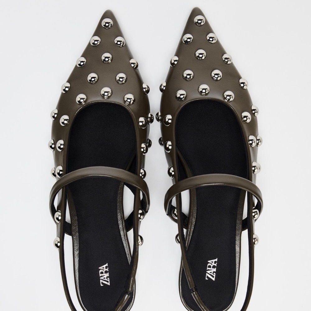 Zara gray studded flats